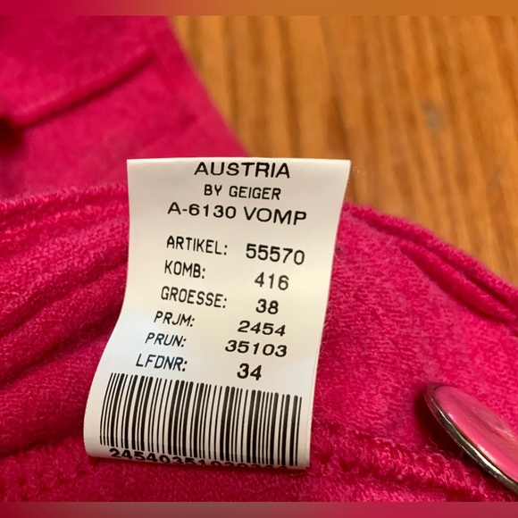 Women’s Size 38 GEIGER COLLECTION Pure New Wool Austrian Pink Button Up Sweater - Picture 6 of 16